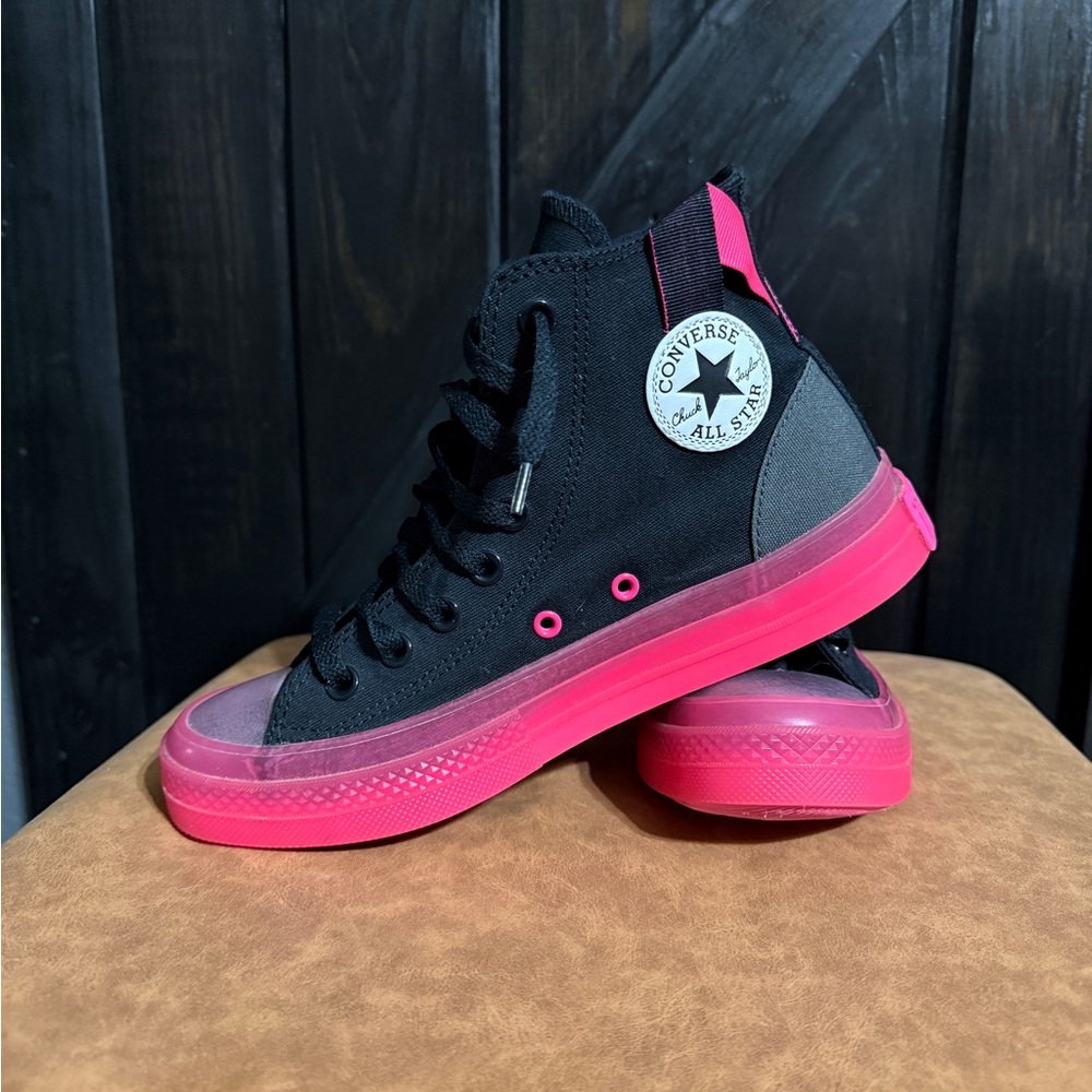 Converse High Top Sneakers - Black & Hot Pink Accent